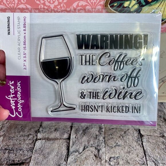 Crafter's Companion Clear Acrylic Stamp NWT Warning 1 Piece Handmade Cards - Picture 3 of 4